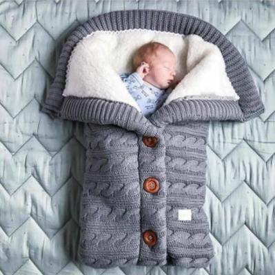 China New Breathable Button Sleeping Bag Baby E-Rike Baby Carriage Sleeping Bag Outdoor Knitted Wool Fleece For Warmth for sale