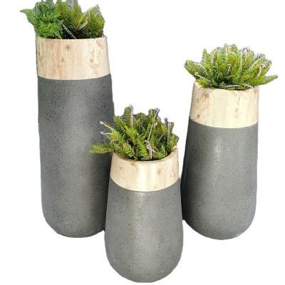 China Large modern indoor and outdoor planter for hotel garden decoration fiberglass flower pot for sale