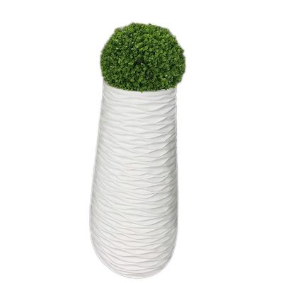 China Eco-Freindly Customized Indoor and Outdoor Modern Style Small Round Concave Convex Fiberglass Flowerpot Decoration for sale