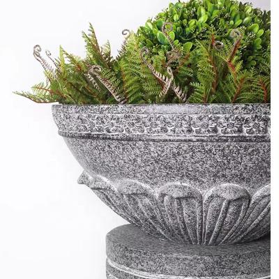 China Reasonable price stable backyard nature FRP flower pots fiberglass plant classic round pot for outdoor city environment decor for sale