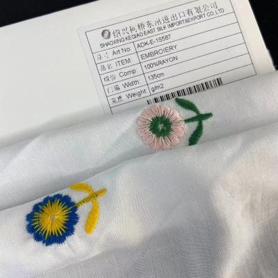 China Wrinkle Resistant Heavy Soft White Plain Fine Woven Rayon Embroidery Fabric For Garments for sale