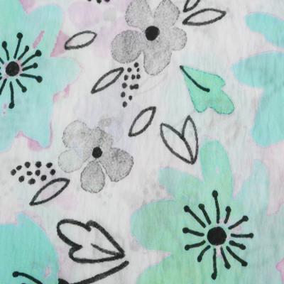 China Fusible Nylon Material Rayon Fabric Digital Simple Print Textile Green Flowers for sale