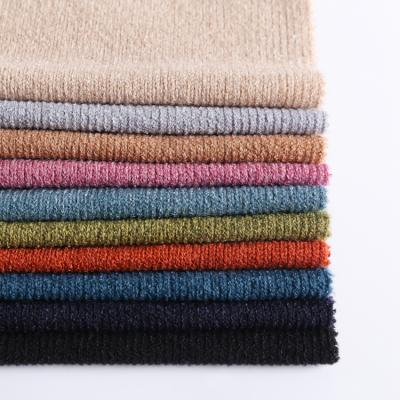 China Sale plain t/r poly rayon spandex stretch hacci anti-static warm cashmere jersey angora rib knitted fabric for women clothing for sale