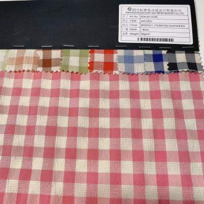 China 2022 QUICK DRY New Fashion Yarn Dyed Spandex Polyester Gingham Check Suit Fabric For Garment And Dress for sale