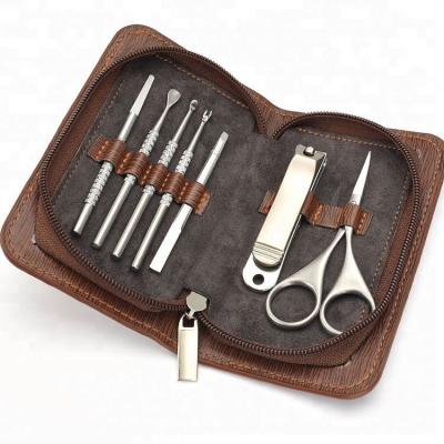 China 8 Pcs Beauty Set Nail Clippers Set Of 8 Pcs , Professional Stainless Steel Nails Kit With Luxurious Travel Case for sale