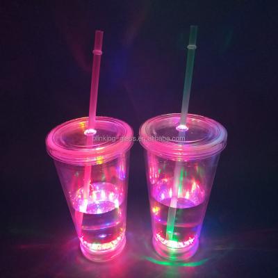 China Disposable Led Light Up Tumbler With Lid And Straw for sale