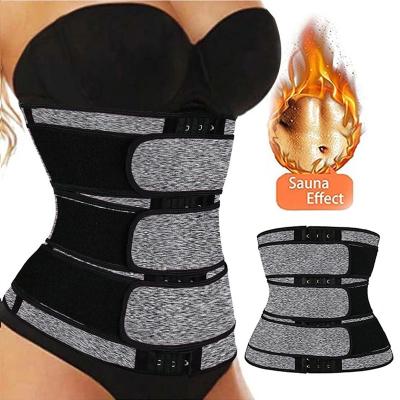 China Adult Women Sauna Effect Neoprene Body Shapers 3 Postpartum Strap Slimming Corset Waist Trainer Belt with 3 Row Hooks for sale