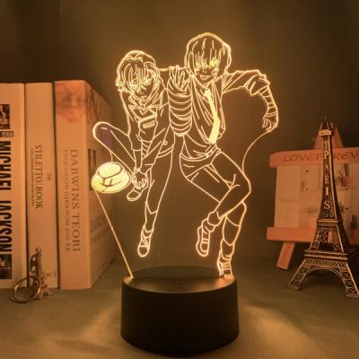 China Modern TW-2522 Bungo 3D LED Acrylic Stray Dogs Lamp For Bedroom Decor Gift Nightlight Colorful Manga 3d Lamp for sale