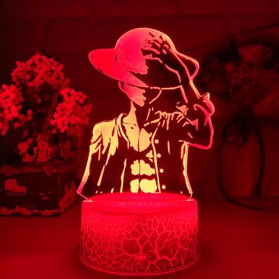 China TW-749 Monkey D Luffy 3d Modern One Piece Night Light Led Color Changing Night Light Battery Operated Usb Night Lamp Bedroom Decor for sale