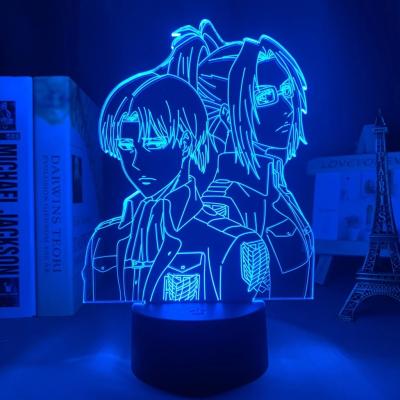 China Modern TW-1990 Attack on Titan Hange Zoe Levi Ackerman Acrylic 3d Lamp for Home Room Decor 3D LED Acrylic Lamp for sale