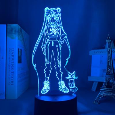 China Anime TW-2481 Modern Sailor Moon Led Night Light For Bedroom Decor Birthday Gift Sailor Moon Light 3D LED Lamp for sale