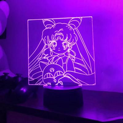 China Modern Sailor Moon LED Lamp TW-2484 For Girls Bedroom Decor Light Touch Sensor 7 Colors Anime 3D Led Desk Table Light for sale