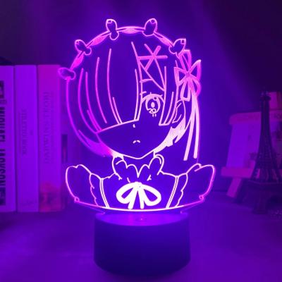 China Modern Anime TW-2357 Rem Re Zero Figure Night Light Touch Sensor Color Changing 3D Led Desk Lamp Night Light For Bedroom Decor for sale