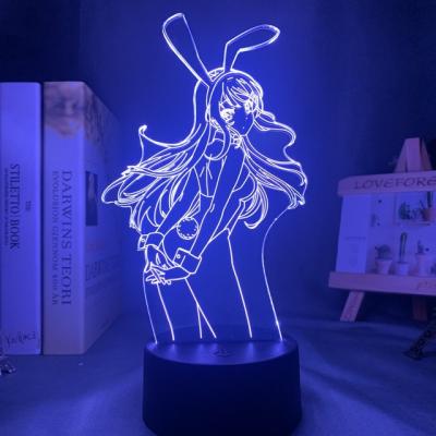 China TW-2790 Modern 3D Acrylic Led Night Light For BUNNY GIRL FRIEND SAKURAJIMA KAWAII Anime LED Lamp Bed Room Decor Waifu Gift SENPAI for sale