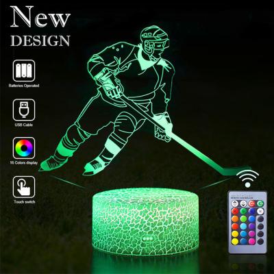 China Modern Sports Illusion LED Night Light Hockey LED Night Light 3D Table Lamp Desk Night Light Remote Control Birthday Christmas Kids Gift for sale