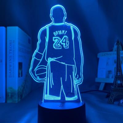 China Modern Dropshipping Kobe Memorial Gift Led Night Light Kobe Bryant Decoration Night Light Back View Office Room Sports Basketball 3d Lamp for sale