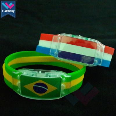 China Promotional Gift LED Sports Event National Flag Light Wristband for sale