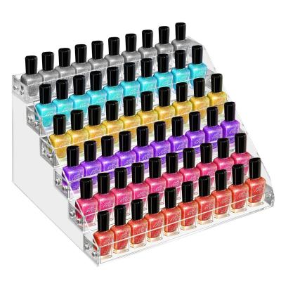 China Sustainable 6 Layer Desktop Acrylic Stand Cosmetic Exhibit Display Rack For High-end clear Nail Polish Show Wholesale And Customized for sale