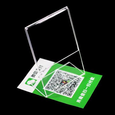 China Eco-friendly Acrylic display a5 ticket holder Advertising L shape acrylic insert stand-up sign holder for sale