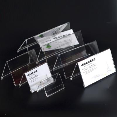 China Free Standing;desktop Acrylic Display Standing Clear Price Ticket Customized V Shape Acrylic Sign Holder for sale