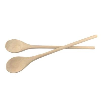 China Sustainable Wooden Spoon Tableware Kitchen Utensil Cooking Stirring Mixing Spoon Flat Handle Natural Material for sale