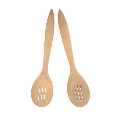 China Sustainable Wooden Spoon Slotted Kitchen Utensil Instrument Cooking Stirring Spoon Flat Handle Mixing Natural Material for sale