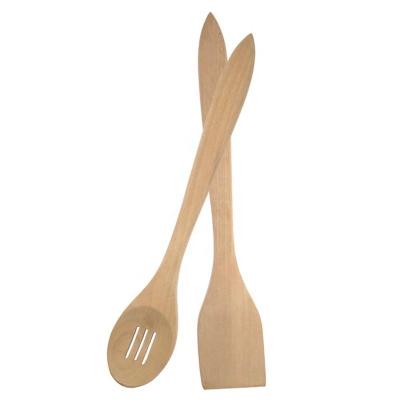 China Viable Wooden Kitchen Tool 35cm Kitchen Utensil Instrument Salad Server Cooking Mixing Stirring Spoon Turner Spatula for sale