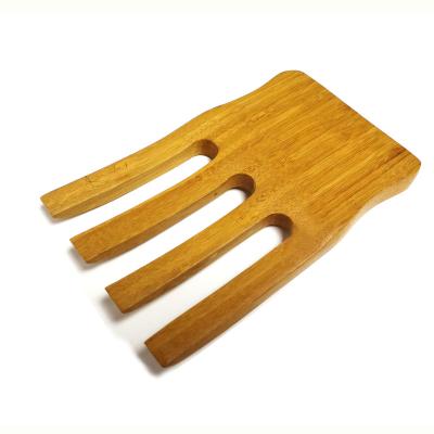 China Sustainable Charred Bamboo Salad Hand Salad Serving Tool Kit, Salad Utensil Claws, Creative Design Salad Dressing Mixer for sale