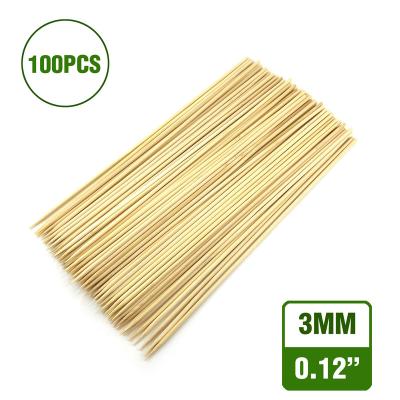 China Heat Resistance Bamboo Skewer Sticks 3.0x250mm 100PCS For One End Sharp BBQ Skewer Sticks Marshmallows Roasting Sticks for sale