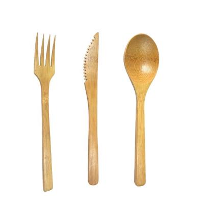 China Viable Bamboo Cutlery Tableware Spoon Fork Knife Salad Serving Reusable Small Bamboo Tools for sale