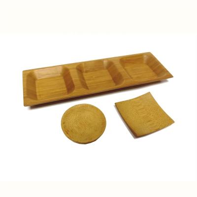 China Sustainable Natural Bamboo Dish Bamboo Sushi Dish Hotpot Dish Rectangle Dish Japanese Seasoning Snack Dish Minimal for sale