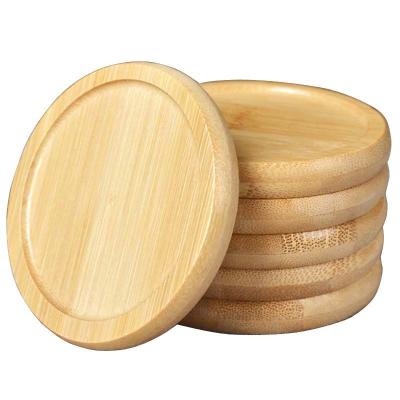 China Sustainable Bamboo Coaster Cup Holder Tea Cup Mat Round Shape Natural OEM With Water Proof Coating for sale