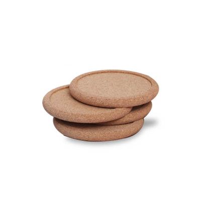 China Cork Wood Coaster Cup Holder Tea Cup Mat Round Shape Soft Wood Viable Coaster for sale