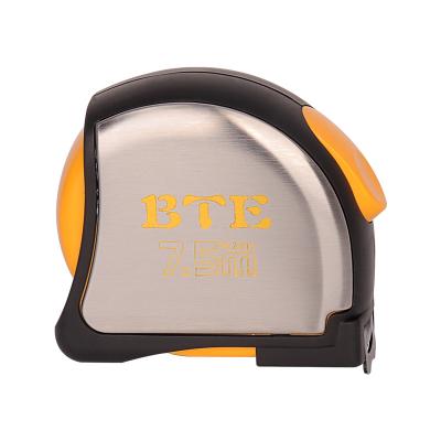 China Convenient Use Auto-lock Measuring Tape Distance BTE Stainless Case Convenient Metric Tape Measure With Chrome Clip Scale Dual Side Tape Measure for sale