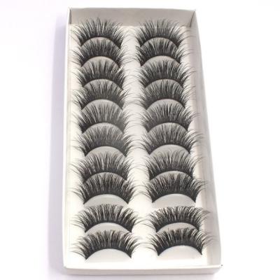 China Thick Ten Pair Eyelashes Thick And Long Artificial Fiber False Eyelashes Installed for sale