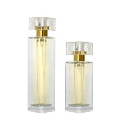 China Cosmetic Customized 35ml 45ml 50ml 1.7oz Square Perfume Glass Luxury Perfume Bottle for sale