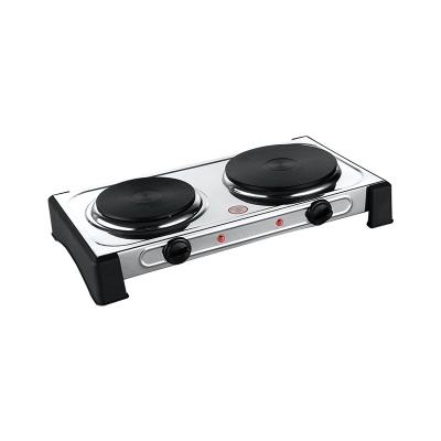 China Hotel 2500W Solid Electric Double Hot Plate With Cool Touch Plastic Corner for sale