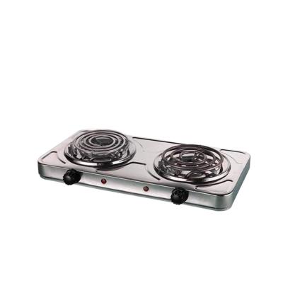 China 2000W Hotel Electric Double Hot Plate Countertop With Plates 6 And 7 Inch And 5 Level Temperature Control for sale