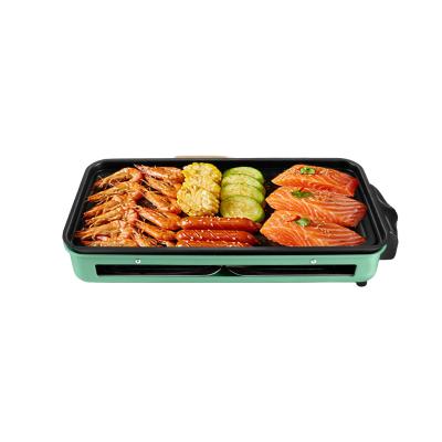 China Green Rectangle Electric Grill RV Stainless Steel BBQ Grill Smokeless BBQ for sale