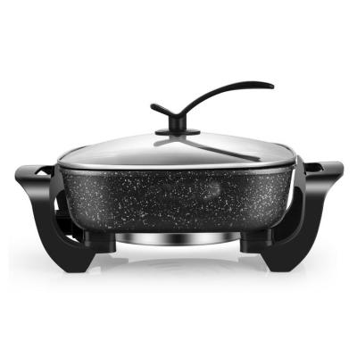 China New Commercial Deign Pan With Glass Lid Cooking Small Mini Portable Electric Frying Pan For Home Use for sale