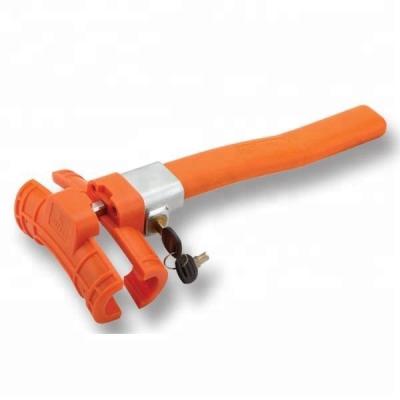 China New steel steering wheel lock for car with orange plastic cover for sale