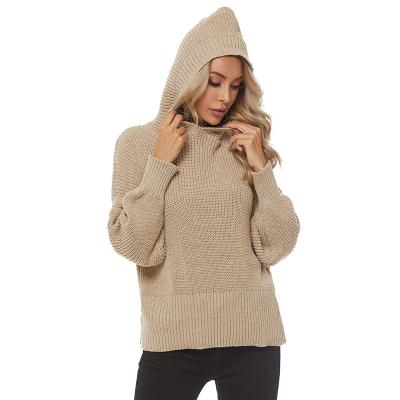 China Anti-wrinkle Wholesale Cool Women's Autumn Khaki Solid Color Long Sleeve Pullover Hoodie Sweater For Women for sale