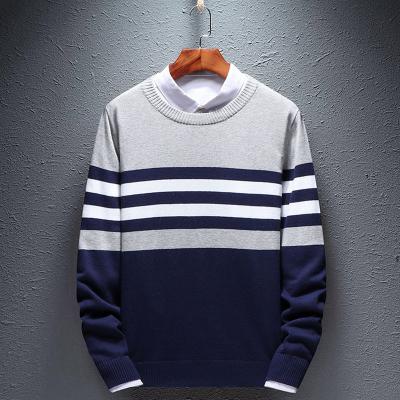 China Anti-Wrinkle Wholesale High Quality Autumn Winter Round Neck Thick Soft Warm Knit Long Sleeve Sweater Men Factory Cotton Striped for sale