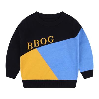 China Custom Comfortable Anti-wrinkle Plain O Neck Long Sleeve Color Blocking For Knitting Boys Sweaters for sale