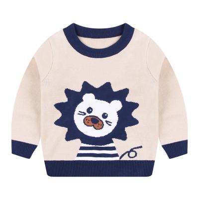 China China Manufacturer Anti-wrinkle Cotton Kids Anti-wrinkle Long Neck Sweater Lion Pattern O Sleeve Flower Sweater for sale