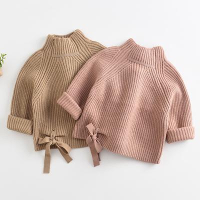 China Newest Designs Good Quality Winter Autumn Plain Stand Collar Cotton Toddler Baby Kids Anti-Shrink Girl Knitted Pullover Sweater for sale