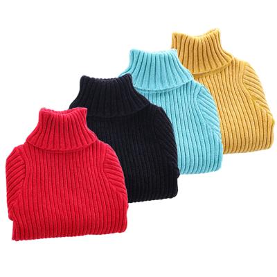 China Simple Design Solid Color Autumn Winter Thick Chunky Unisex Anti-wrinkle White Knitted Rib Girls Boys Children Kid Striped Turtle Neck Sweater for sale