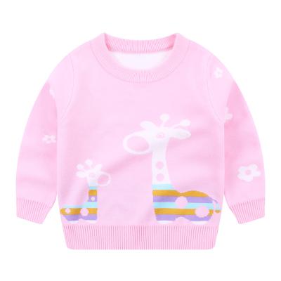 China Girls Chunky Animal Cartoon Sweater For Girls Anti-Wrinkle Good Quality Winter Cotton Solid Color Pink Crew Neck Long Sleeve From China Factory for sale