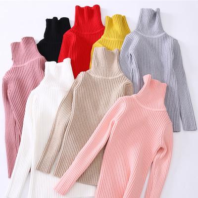 China Low Moq Anti-Wrinkle Wholesales High Quality Winter Solid Color Girls Kids Turtle Neck Sweater Warm Soft Thick Knitted Unisex Sweater for sale