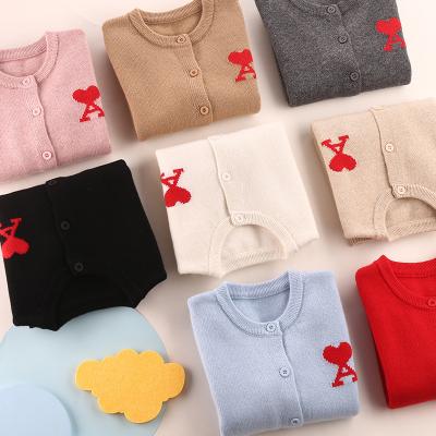 China Wholesale Anti-Shrink Autumn Unisex Children Toddler Baby Spring Girl Boy Knit Plain Pure Cashmere Cardigan Solid Color Sweater for sale